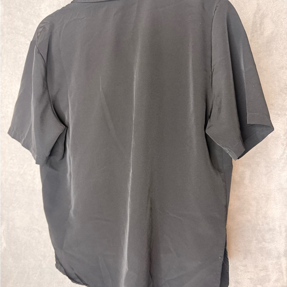 Impressions Black Lightweight Button-Front Top - image 3